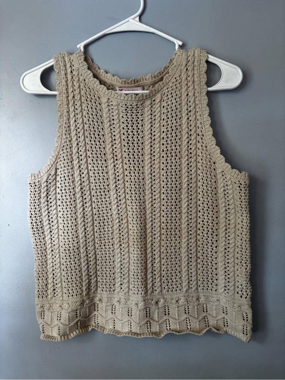 Beige Crochet Knit Tank Top